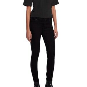 7 For All Mankind B(AIR) Raw Hem Ankle Skinny in Rinsed Black Women's Size 26
